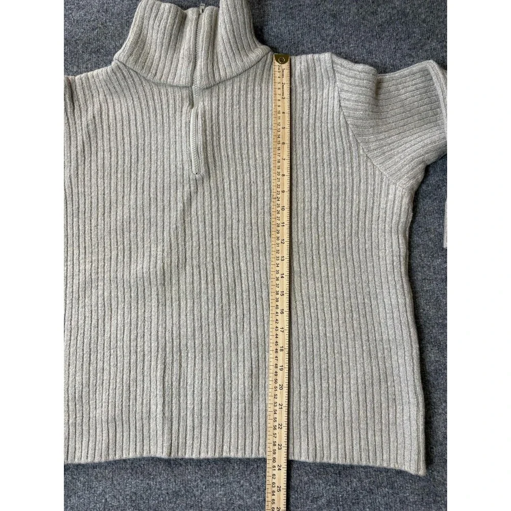 Notations Sweater Mens L Gray Chunky Knit 1/4 Zip Mock Neck Pullover Long Sleeve